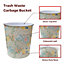 Plastic Waste Paper Basket Bin Round Trash Can Lightweight Recycling Rubbish Bin for Kitchen Bedroom Bathroom 7.7L(Coloured Leaf)