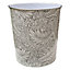 Plastic Waste Paper Basket Bin Round Trash Can, Lightweight Recycling Rubbish Bin for Kitchen, Bedroom, Bathroom 7.7L (Grey Leaf)