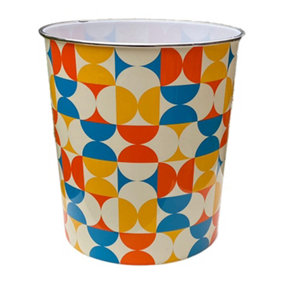 Plastic Waste Paper Basket Bin Round Trash Can, Lightweight Recycling Rubbish Bin for Kitchen, Bedroom, Bathroom 7.7L (Retro)