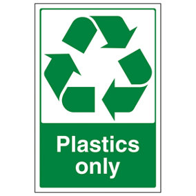 Plastics Only General Recycling Sign - Adhesive Vinyl - 300x400mm (x3)