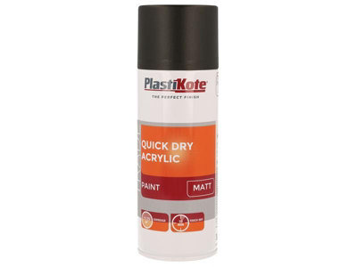 PlastiKote - Quick Dry Acrylic Spray 400ml - Black Matt