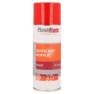 PlastiKote Quick Dry Acrylic Spray 400ml Red Gloss DIY at B&Q