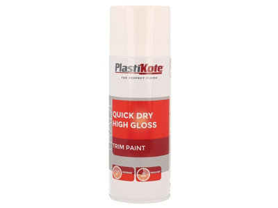 PlastiKote - Quick Dry High Spray 400ml - White Gloss