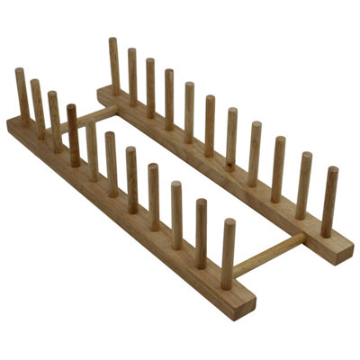 Plate Holder Beech Wood Plate Rack Dish Drainer 10 Plates Holder Stand ...