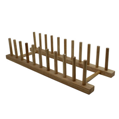 Plate Holder Beech Wood Plate Rack Dish Drainer 10 Plates Holder Stand ...