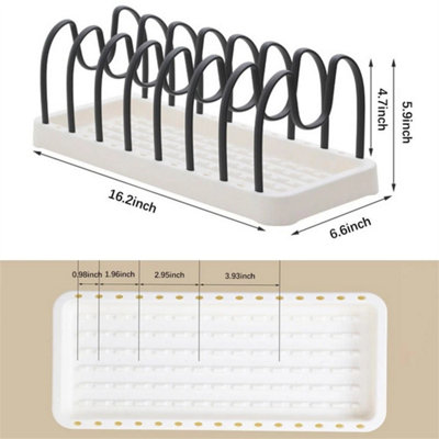 Plate Rack Pot Lid Stand Pan Organiser Kitchen Cupboard Tidy Storage Black