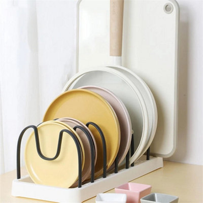 Plate Rack Pot Lid Stand Pan Organiser Kitchen Cupboard Tidy Storage Black