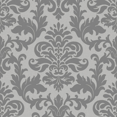 Platina Damask Charcoal & Silver