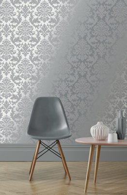 Platina Damask Charcoal & Silver