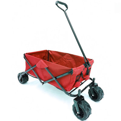 Platinum Folding Trolley Cart, For Festivals, Camping & Garden - 70kg Load Capacity & Durable Wheels, Easy Storage & Cover - Red