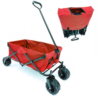 Platinum Folding Trolley Cart, For Festivals, Camping & Garden - 70kg Load Capacity & Durable Wheels, Easy Storage & Cover - Red