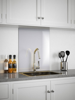 Platinum Glass Kitchen Self Adhesive Splashback 600mm x 750mm