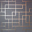 Platinum Square Geo Texture Wallpaper Charcoal / Copper Fine Decor FD42492