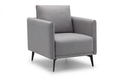 Platinum Wool Armchair with Black Legs