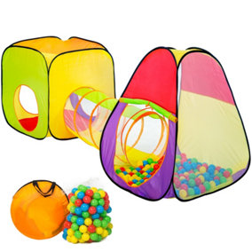 Play tent with tunnel + 200 balls pop up tent - colourful