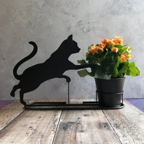Playful Cat Plant Pot in Charcoal