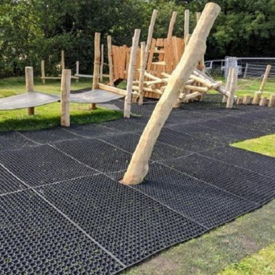 Playground Rubber Safety Grass Mat - 1m x 0.5m - For Childrens Swings, Slides, Trampolines