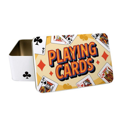 Playing Cards Tin - Classic Card Games Metal Storage Container Gift 195 ...