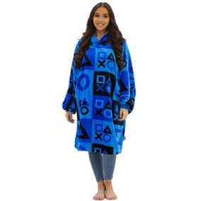 Playstation Check Wearable Hooded Fleece Blanket - Adult, Large