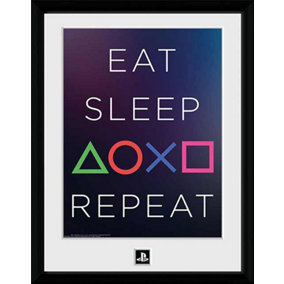 Playstation Eat Sleep Repeat  30 x 40cm Framed Collector Print