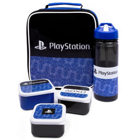 Playstation Lunch Bag and Bottle Blue/Black/White (One Size)