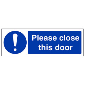Please Close This Door Safety Sign - Rigid Plastic - 300x100mm (x3)