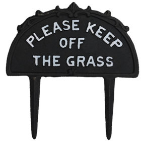 Please Keep off Grass Sign Cast Iron Sign Plaque Garden Park Lawn Yard Spike