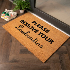 Please Remove Your Louboutins Country Size Coir Doormat