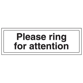 Please Ring For Attention - Door Sign - Rigid Plastic - 300x100mm (x3)