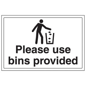 Please Use Bins Provided Info Sign - Adhesive Vinyl - 300x200mm (x3)