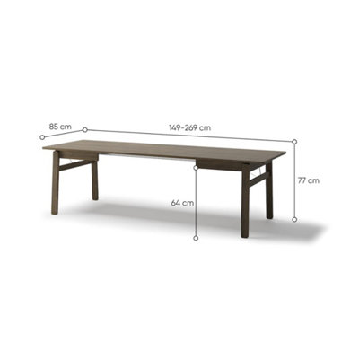Plot 1 Extendable Dining Table 149-269cm - Dark Oak Versatile Centerpiece for 4-10 Guests