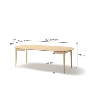 Plot 4 Elegant Light Oak Extendable Dining Table - Versatile Dining Solution - W120-240cm x H77cm x D120cm