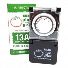 Plug & Grow Plug in Timer Timeswitch for Led Grow Light 13A Inductive Heavy Duty
