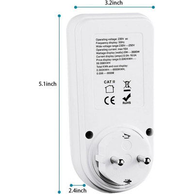 Plug-in Energy Monitor Power Meter,7 Modes Backlit Electricity Usage