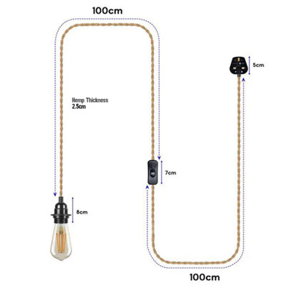 Plug In Hanging Pendant Light with On/Off Switch