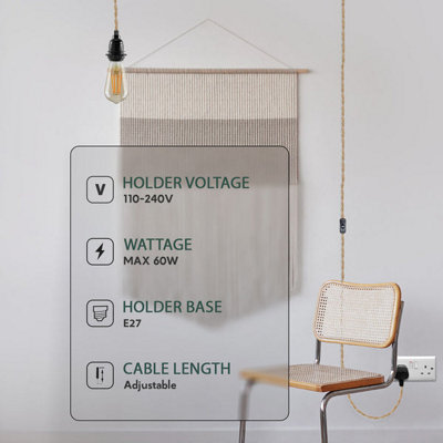 Plug In Hanging Pendant Light with On/Off Switch