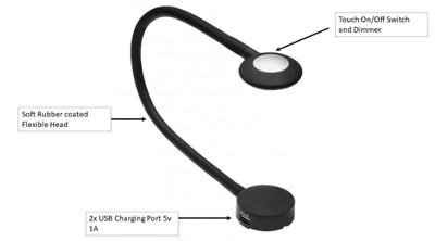 Plug & Play Headboard Dimmable Reading Light Kit, 2x Black flexible ...