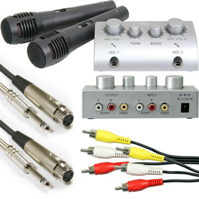 Plug & Play TV Karaoke Mixer & 2x Microphones Portable CD/ Mini Party
