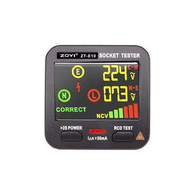 Plug Socket Tester 3 in 1, NCV, RCD Trip and Test Function, Leakage Testing & Wiring Indication Display