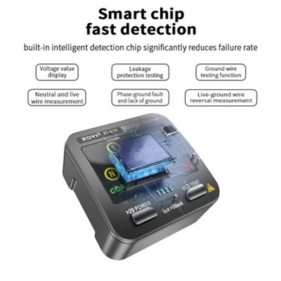 Plug Socket Tester 3 in 1, NCV, RCD Trip and Test Function, Leakage Testing & Wiring Indication Display