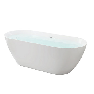 Plum&Clay Adele Modern Gloss White Oval Double Ended Acrylic Freestanding Bath (L)170cm (W)75cm