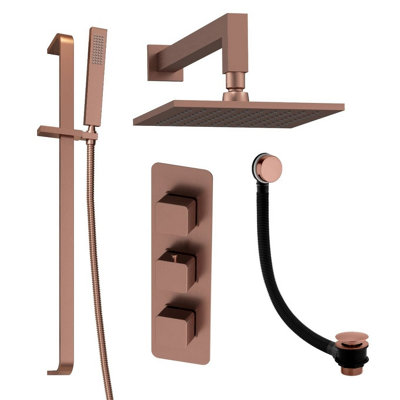 Plum&Clay Alberto Bronze Square 3 Way Concealed Thermostatic Shower ...