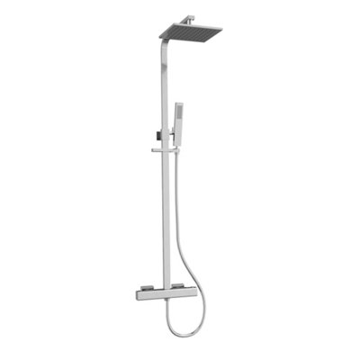 Plum&Clay Alberto Chrome Square Thermostatic Shower Kit with Fixed Head & Handset Price Comparisons | Compare The Build