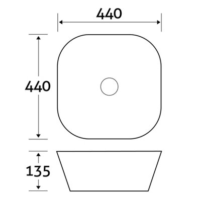 Plum&Clay Anabeth Gloss White Ceramic Rounded Counter Top Basin (W)440mm