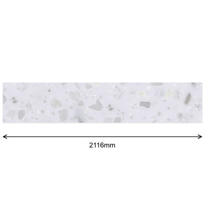 Plum&Clay Arctic Frost White Solid Surface Acrylic Worktop (T) 2cm (L ...