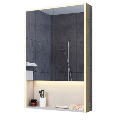 Plum&Clay Arena LED Illuminated  Double Mirrored Wall Cabinet with Wireless Charger (H)900mm (W)800mm