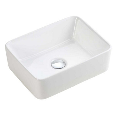 Plum&Clay Ariel Gloss White Ceramic Rectangular Counter Top Basin (W)400 (D)300mm