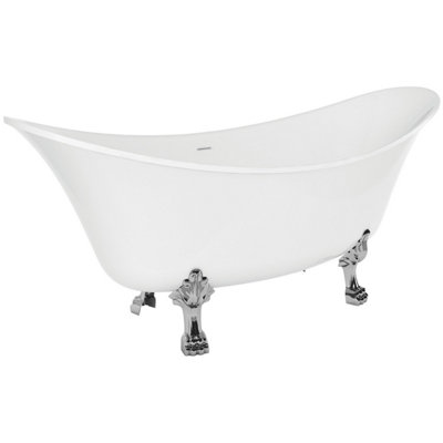 Plum&Clay Arlene Traditional Freestanding White Acrylic Bath with Chrome Feet (L)1730mm (W)750mm