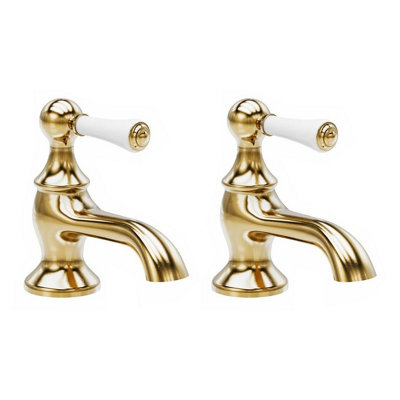 Plum&Clay Ashford Gold Traditional Bathroom Basin Pillar Taps