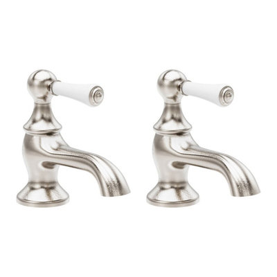 Plum&Clay Ashford Nickel Traditional Bathroom Basin Pillar Taps